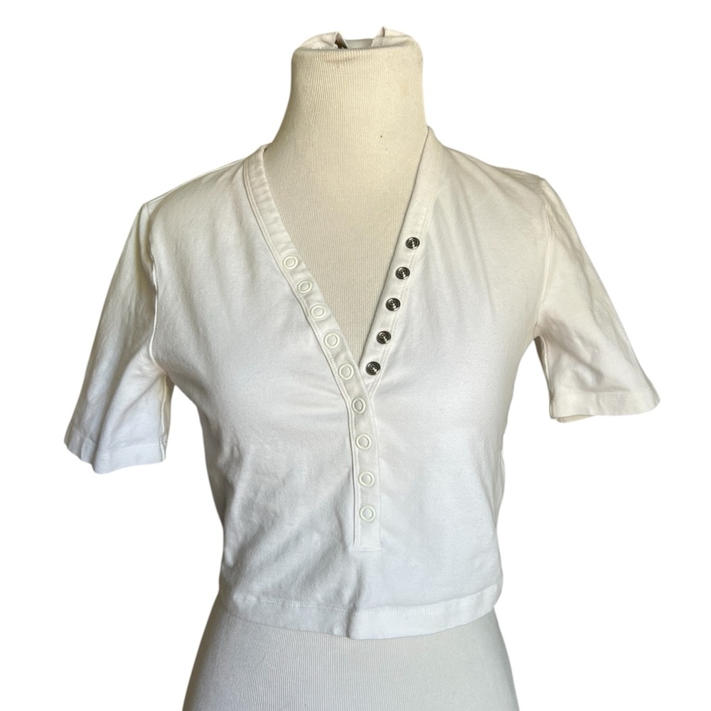 Alexander Wang White Buttoned Crop Top